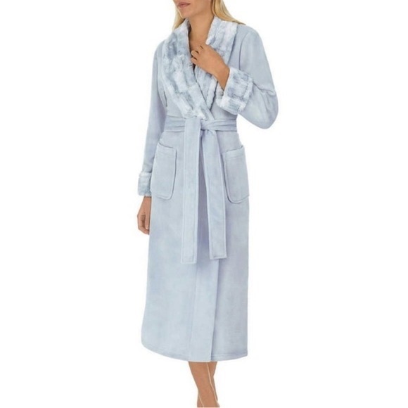 Carole Hochman Plush Wrap Robe Women's Baby Blue Super Soft Medium - Picture 1 of 10